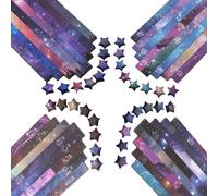 URROMA 2160Pcs Colorful Origami Star Paper Strips, 4 Styles Printed Star Constellation Paper for DIY Handcrafts School Teaching