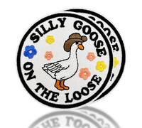 URROMA 2Pcs Silly Goose Morale Patch with Hook and Loop, Funny Tactical Military Patches Cute Meme Embroidered Emblem Fastener for Backpacks Vests Hats