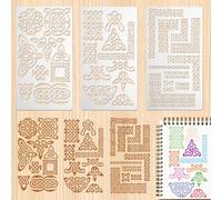 URROMA 3 Pack Stainless Steel Celtic Knot Stencil Drawing Template, Vintage Ornate Metal Painting Stencil for Wood Canvas Crafts Scrapbooking, 7x4in