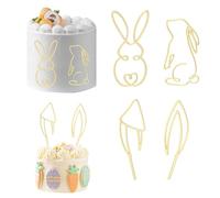 URROMA 3 PCS Easter Bunny Cake Decorations,Gravida Lines Gold Rabbit Cake Topper Cake Picks Art Cake Charm for Happy Easter Festival Spring Birthday Decor