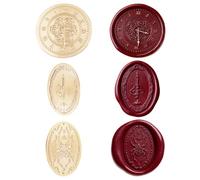 URROMA 3 Pcs Vintage Wax Seal Stamp Set, Baroque Rose Pattern Stamp Heads Oval Embossed/Flat Metal Wax Sealing Tools for Handmade DIY Scrapbook Decoration