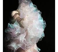 URROMA 3 Yards Retro Ruffle Pleated Chiffon Trim, Fancy White Double Locking Edge Tulle Fabric Applique for Dress Bag Decoration Trimming Craft Sewing