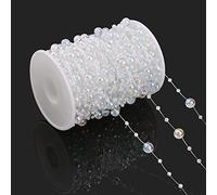 URROMA 30 Meters Transparent Bead String Crystal Acrylic Gems Bead Fish Line Bead Chain Garland DIY Jewelry Line for Wedding Party Home Decorations Christmas Party