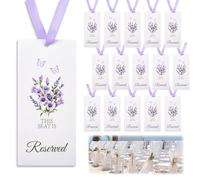 URROMA 30 PCS Reserved Chairs Signs with Ribbon,Purple Reserved Seating Tags for Wedding Reserved Chairs Hanging Signs for Church Events Pews Chair