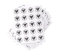 URROMA 30 Sheets Clear Heart Envelope Seals, 600 Pcs Black Gold Heart Stickers 1.22 Inch Round Sealing Sticker for Wedding Invitation Envelope