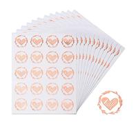 URROMA 30 Sheets Clear Heart Envelope Seals, 600 Pcs Rose Gold Heart Stickers 1.22 Inch Round Sealing Sticker for Wedding Invitation Envelope