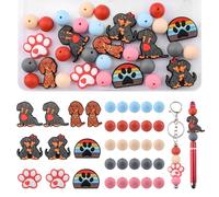 URROMA 35 PCS Valentine's Day Silicone Beads, Waterproof Focal Beads for Bracelet Crafts for Jewelry Necklace Earring Pen Making DIY Accessories Cartoon