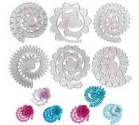 URROMA 3D Flower Metal Cutting Dies for Card Making, 6 PCS Embossing Template Flowers Spiral Metal Cutting Dies for Scrapbooking Paper Crafts Card Making Album Stamp DIY Decor