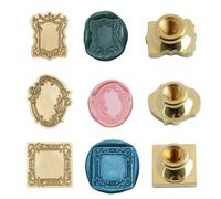 URROMA 3Pcs Vintage Fire Paint Stamp Head, 3D Photo Frame Wax Seal Stamp Embossing Stamp Heads for Wedding Invitation Gift Packaging Envelope Scrapbooking,SetD