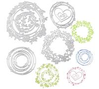 URROMA 4 PCS Metal Cutting Dies, Spotty Circle, Star, Leaf, Love Heart Nesting Frame Circle Background Cutting Dies for DIY Scrapbooking Album Decorative Embossing Paper Dies for Card Making