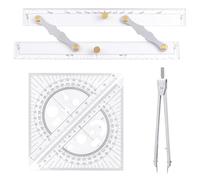 URROMA 4 PCS Parallel Ruler Marine Navigation Tool,Basic Navigation Set with Clear Scales Land Nav Protractor for Boat Ship Drawing Charts