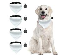 URROMA 4 PCS White Triangle Dog Bandana Collar, Dog Bandana with Adjustable Buckle Sublimation Blank DIY Dog Bandanas for Dogs and Cats, L