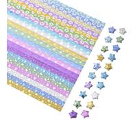 URROMA 420 Pcs Glitter Star Paper Strips, 7 Colors Mixed Styles Origami Stars Paper Strips Crafts Folding Lucky Strips for Crafts Folding School Teaching DIY Crafting Supplies