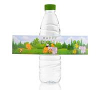 URROMA 48 Pcs Jungle Animal Water Bottle Labels Happy Birthday Water Bottle Wraps Waterproof Water Bottle Stickers Birthday Party Decor Favors Baby Shower Party Supplies for Boy Girl