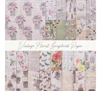 URROMA 48Pcs Vintage Floral Scrapbook Collage Supplies Pack, 4 Styles Scrapbook Embellishments DIY Card Decor for Photo Frame Album Notebook Journal