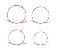 URROMA 4Pcs Interchangeable Knitting Cables Set, Flexible Circular Knitting Needle Cords 7.9-19.7inch, Stainless Steel Connector for Knitters DIY Yarn Craft
