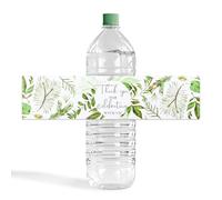 URROMA 50 Pcs Wedding Water Bottle Labels, Thank You Greenery Floral Water Bottle Wraps Sticker for Wedding Bridal Baby Shower Birthday Party Decoration