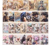 URROMA 50Pcs Vintage Scrapbook Collage Supplies Pack, 4 Styles Junk Journal Material DIY Card Retro Crafts Decor for Photo Frame Notebook Album
