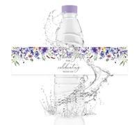 URROMA 50Pcs Water Bottle Labels Purple Flowers Thank You for Celebrating with Us Waterproof Bottle Sticker for Wedding Birthday Graduation Baby Shower
