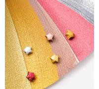 URROMA 520 Pcs Glitter Star Paper Strips, Yellow and Red Origami Stars Paper Strips Crafts Folding Lucky Strips for Crafts Folding School Teaching DIY Arts Projects Crafting Supplies
