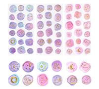 URROMA 54Pcs Gilding Wax Seal Stickers, Starry Sky Self-Adhesive Envelope Seal Stickers Party Invitation Decor Supplies for Wedding Birthday, Pink Blue Purple