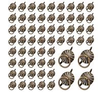 URROMA 60 Pcs Antique Bronze Metal Ring Pull Handles, Drawer Pulls for Jewelry Box Chest Cabinet Drawer Handle Ring Bronze-Coloured