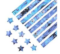 URROMA 680Pcs Starry Sky Origami Star Paper Strips, 8 Styles Colorful Print Lucky Star Paper Strips for DIY Handcrafts School Teaching