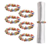 URROMA 6pcs Crystal Beaded Napkin Ring, Colored Napkin Ring Holders for Dining Anniversary, Birthday Christmas Holiday Party of Table Setting