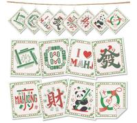 URROMA 8 Pack Swedish Dishcloths for Kitchen, Absorbent Reusable Cellulose Sponge Cloths with Mahjong Theme, Eco Friendly Cleaning Cloths for Housewarming Gift