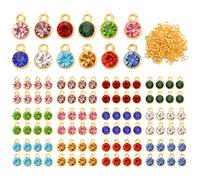URROMA 96 Pcs Crystal Birthstone Charms Beads, 12 Colors Crystal Charms Pendant for Jewelry Making Crystal Charms for Bracelet Necklace Making
