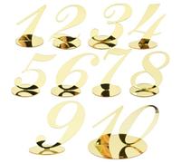 URROMA Acrylic Number Table Sign Holders, 1-10 Gold Number Sign Wedding Place Card Table Number Cards Mirror Acrylic Standing Numbers with Base for Party Reception