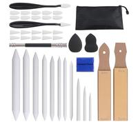 URROMA Basics Sketching Art Kit With Blending Stumps,Sandpaper Sharpeners,Pencil Extension, Erasers,Sponge Replacement Heads for Drawing Accessories