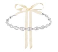 URROMA Beige Wedding Bridal Belts Crystal Rhinestone Belt Bridesmaid Gown Sash for Women Accessories Dress Matching