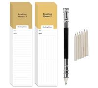 URROMA Bookmark Reading List, 48Pcs Reading Memo 6*Colored Pencils and 1*Colored Lead Extender Personal Reading List Page Marker, 5 * 21cm