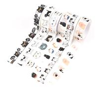 URROMA Cat Washi Tapes, 6 Pcs Cat Pattern Cat’s Paw Decorative Tapes Adhesive Tapes for Scrapbook Card Making Picture Frame Decoration DIY Supplies
