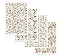 URROMA Christmas Clay Transfer Paper Kit,4 Pcs Christmas Berry Transfer for Polymer Clay Earrings Floral Transfer Paper for Oil Painting Jewelry Making