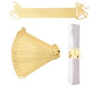 URROMA Christmas Napkin Rings, 50 Pcs Reflective Gold Christmas Bell Napkin Ring Holder Household Napkin Buckle for Table Decor, Wedding, Xmas, Party Dinner, Thanksgiving