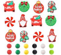 URROMA Christmas Silicone Beads - 20 Pcs Irregular & Round Loose Beads with Santa Claus & Snowman Shapes (Christmas Theme)