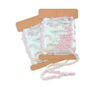URROMA Clear Iridescent Sequin with No Elastic Trim for Sewing Dress Headband - Fabric Metallic Sequins Band DIY Clothing Ribbon