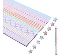 URROMA Colorful Metallic Origami Paper, 640pcs A4 Rectangular Craft Paper Strips, DIY Lucky Stars Folding Strips for Pentagram Hand Art Craft