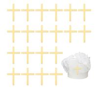 URROMA Cross Cupcake Topper, 20Pcs Gold Acrylic Baptism Cake Toppers First Communion Cupcake Decors Cake Picks Baby Shower Party Decor