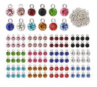 URROMA Crystal Birthstone Beads, 96 Pcs Round Crystal Charms for Jewelry Making, 12 Colors