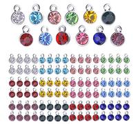 URROMA Crystal Birthstone Beads, 96 Pcs Round Crystal Charms for Jewelry Making - 12 Colors