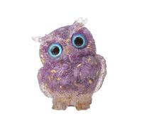 URROMA Cute Crystal Owl Figure Ornaments, Purple Owl Figurines Home Decor for Crystals Stones Resin Animal Statue Home Office