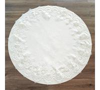URROMA Elegant White Lace Jacquard Round Doily, Tablecloth Insulated Place Mat Table Topper Decoration Cover for Home Dresser Dining-table, 27Inch