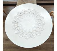 URROMA Elegant White Lace Jacquard Round Doily, Tablecloth Insulated Place Mat Table Topper Decoration Cover for Home Dresser Dining-table, 19Inch