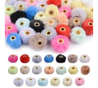 URROMA Faux Fur Beads, 100Pcs Mixed Color Soft Fluffy Beads Colorful Pom Pop Spacer Beads Bulk for DIY Jewelry Handicrafts Pens Deocr, 20 Colors