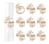 URROMA Five-petaled Flowers Napkin Rings, 10 Pcs Metal Gold Napkin Holder for Cloth Table Napkin Rings for Birthday Wedding Easter Dinning Table Parties