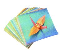 URROMA Glitter Origami Paper, 100pcs Shiny Square Origami Colorful Handcraft Paper, 15CM