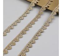 URROMA Gold Heart Lace Trim - 5 Yards Metallic Embroidery Gold Ribbon 1cm Haberdashery Trimmings Fringe Trim for Cloth DIY Sewing & Crafts